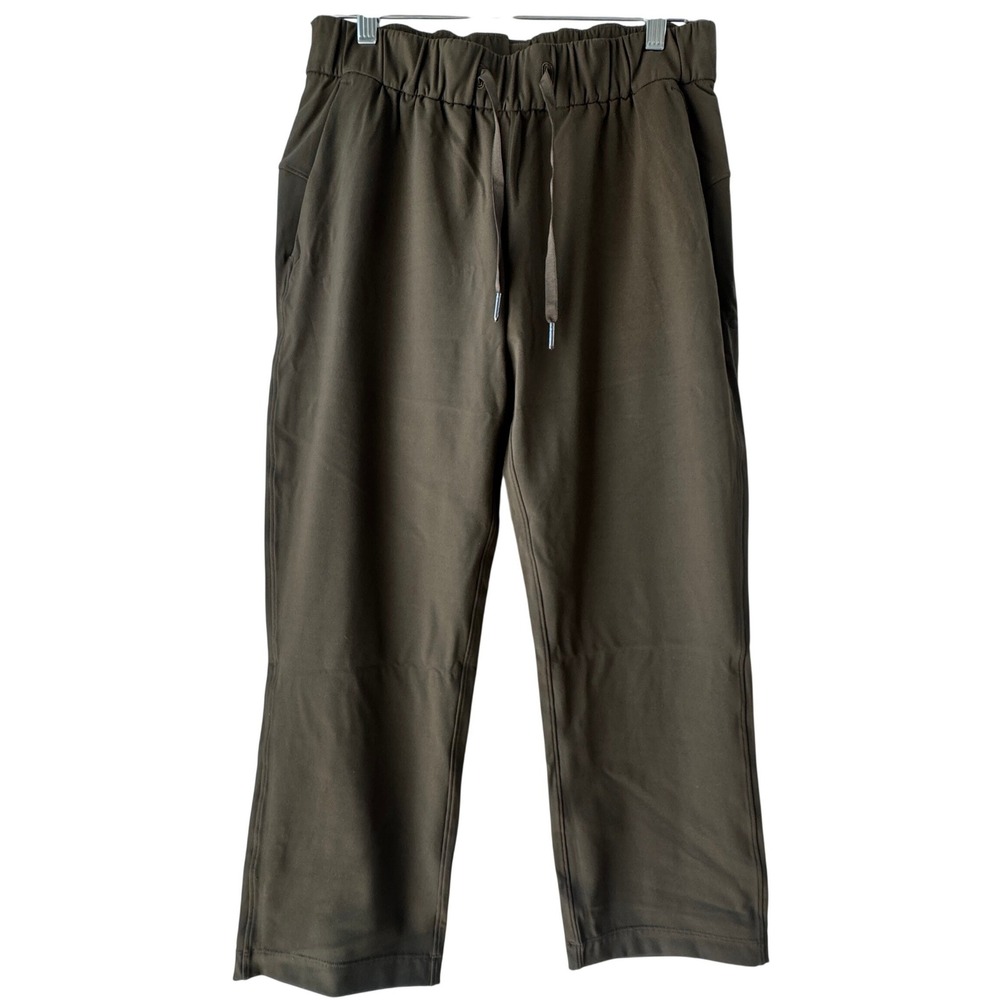 Lululemon Womens Crop Pants Size 6 Dark Olive Drawstring Straight Leg Travel